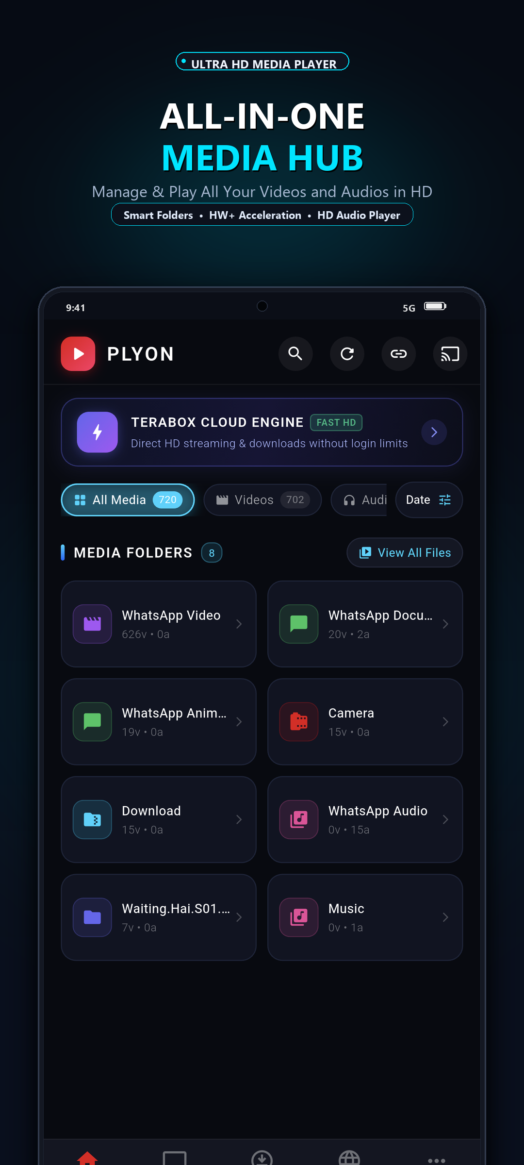 Plyon Ultra HD Media Player App Interface